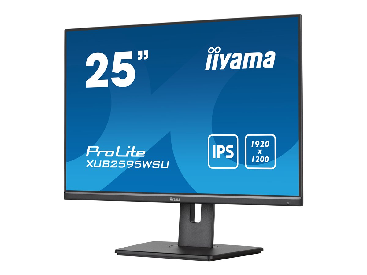 IIYAMA XUB2595WSU-B5 25inch ETE IPS-panel 1920x1200300cd/m2 4ms VGA HDMI DP USB HUB 2x2.0 Speakers 15cm Height Adj. Stand (P)