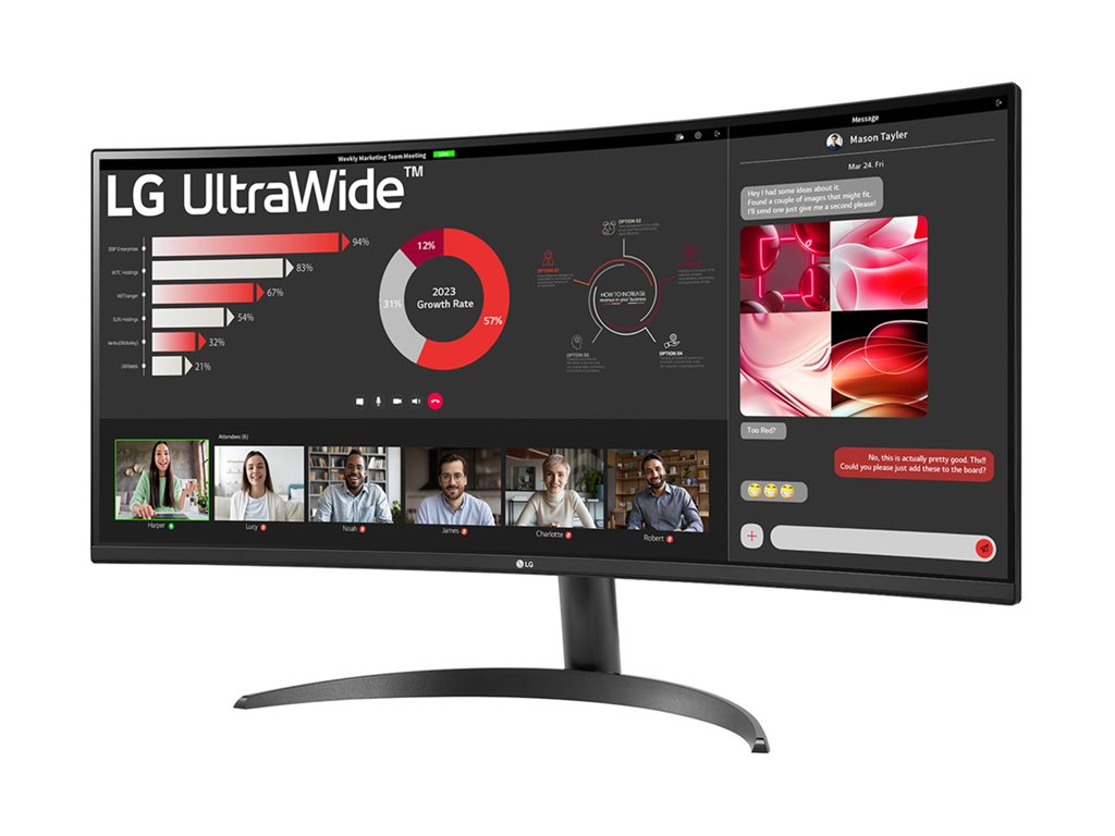 LG 34WR50QC-B.AEU 34inch VA Curved UW QHD 21:9 100Hz 3000:1 300cd/m 5ms 2xHDMI 2.0 DP HDR10 AMD FreeSync Black