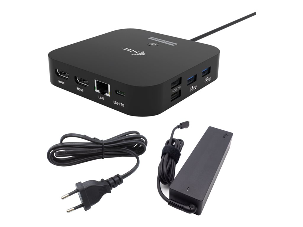 I-TEC USB-C Dual HDMI DS 2xHDMI 1xGLAN 2xUSB-A 3.2 2xUSB 2.0 1xUSB-C Gen2 1xUSB-C Gen1 1xAudio/Mic Jack 1x100W USB-C PD+Charger 100W