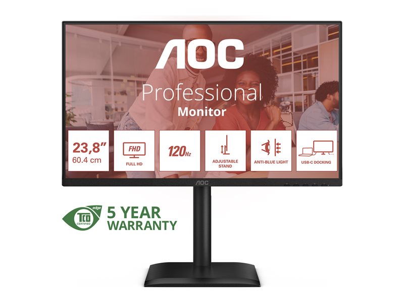 AOC 24E4CV 23.8inch FHD IPS 120Hz 4ms 300cd/m2 HDMI DP USB-C PD90W Speakers Pivot