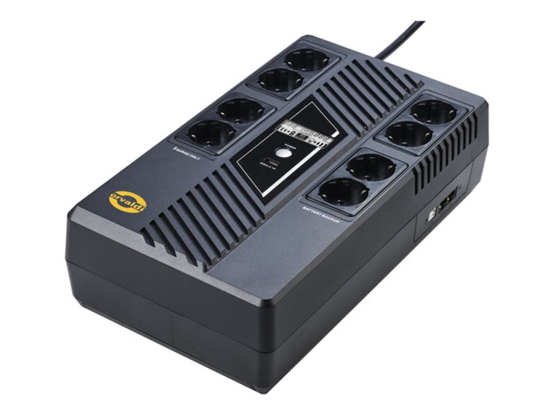 ORVALDI UPS AM-1000LCD USB 8xSchuko outlets 4backup/4SurgeProt bat 3min USB RJ45