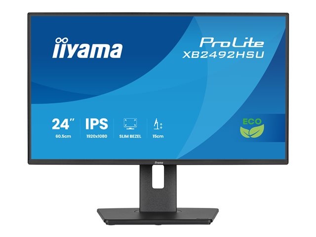 IIYAMA XB2492HSU-B1 24inch IPS FHD 4-side slim bezel EyeSafe 2.0 120Hz 300cd/m2 3ms HDMI DP USB 2x3.2 Speakers 15cm Height Adj.