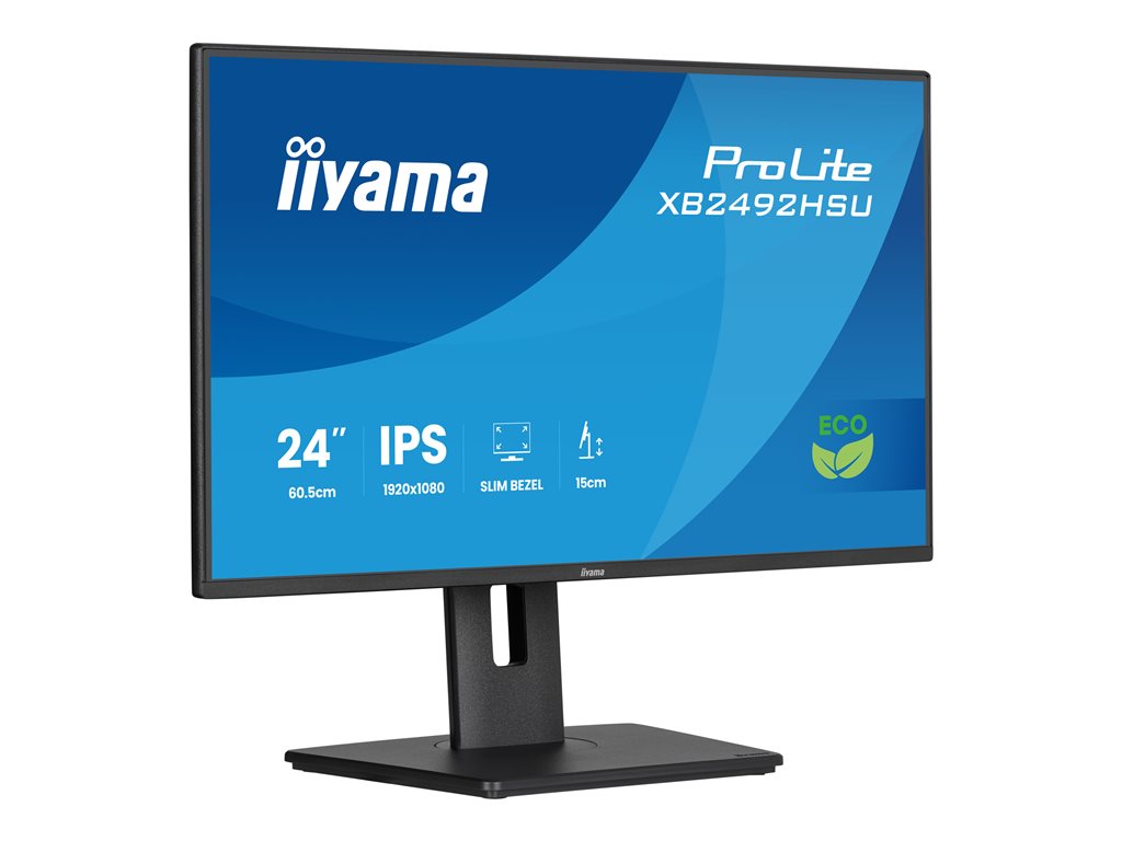 IIYAMA XB2492HSU-B1 24inch IPS FHD 4-side slim bezel EyeSafe 2.0 120Hz 300cd/m2 3ms HDMI DP USB 2x3.2 Speakers 15cm Height Adj.