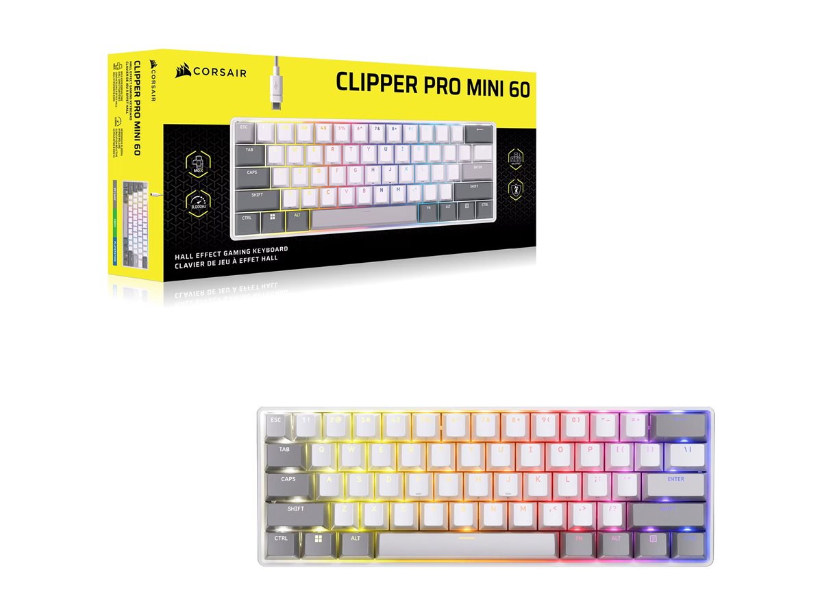 CORSAIR CLIPPER PRO MINI 60 Hall Effect Gaming Keyboard White