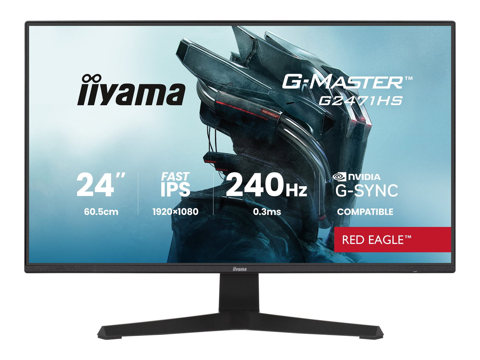 IIYAMA G2471HS-B1 24inch Fast IPS Gaming G-Master Red Eagle FreeSync Premium G-Sync Compatible 1920x1080 240Hz 350cd/m