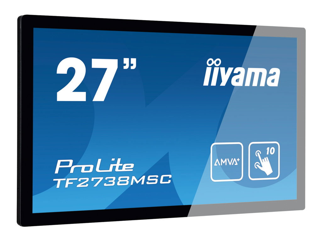 IIYAMA TF2738MSC-B2 A 27inch Touchpanel 1080p IPS 500cd 10touch points CA VGA HDMIx1 DPx1 speakers 2x1W open frame black