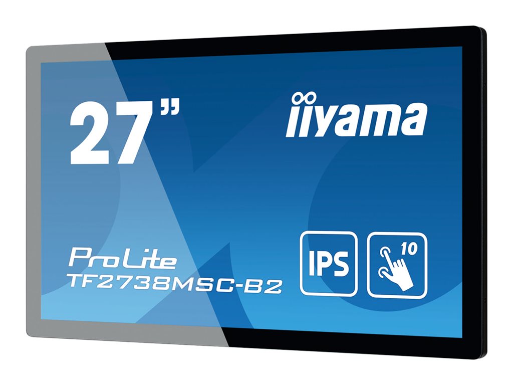 IIYAMA TF2738MSC-B2 A 27inch Touchpanel 1080p IPS 500cd 10touch points CA VGA HDMIx1 DPx1 speakers 2x1W open frame black