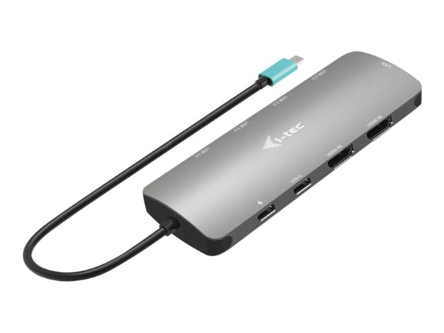 I-TEC USB-C Metal Nano Dock 2x HDMI 1x GLAN 2x USB 3.2 2x USB 2.0 1x USB-C 3.2 Gen.1 Data 1x USB-C 100W PD + Charger 100W