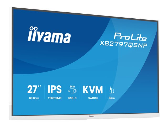 IIYAMA XB2797QSNP-W1 27inch IPS QHD 350cd/m2 1ms HDMI DP USB-C KVM USB HUB 2x3.2+2xType C USB-C Dock Speakers Height Adj