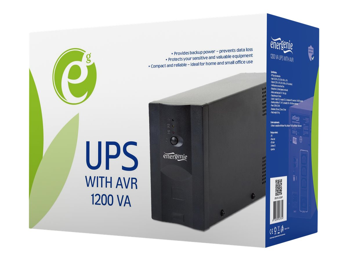 GEMBIRD 1200 VA UPS with AVRPrevents data loss and provides backup power