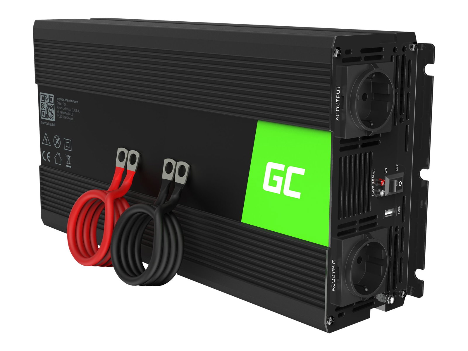 GREENCELL Car Power Inverter 24V to 230V Pure Sine 1500W