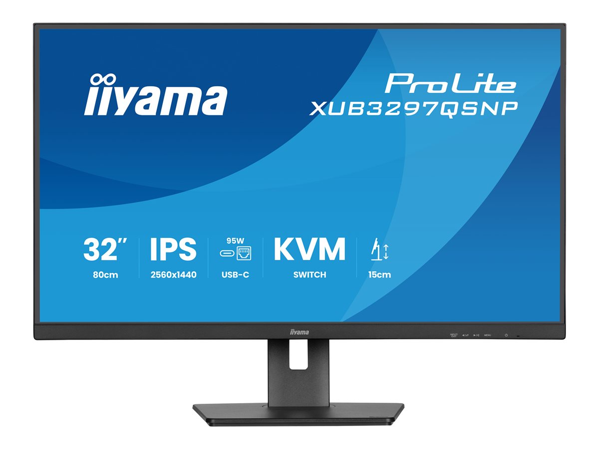 IIYAMA XUB3297QSNP-B1 32inch IPS-panel 2560x1440 350cd/m USB-C Dock LAN/95W PD/DP-OUT KVM USB 3x3.2+1xC 1ms