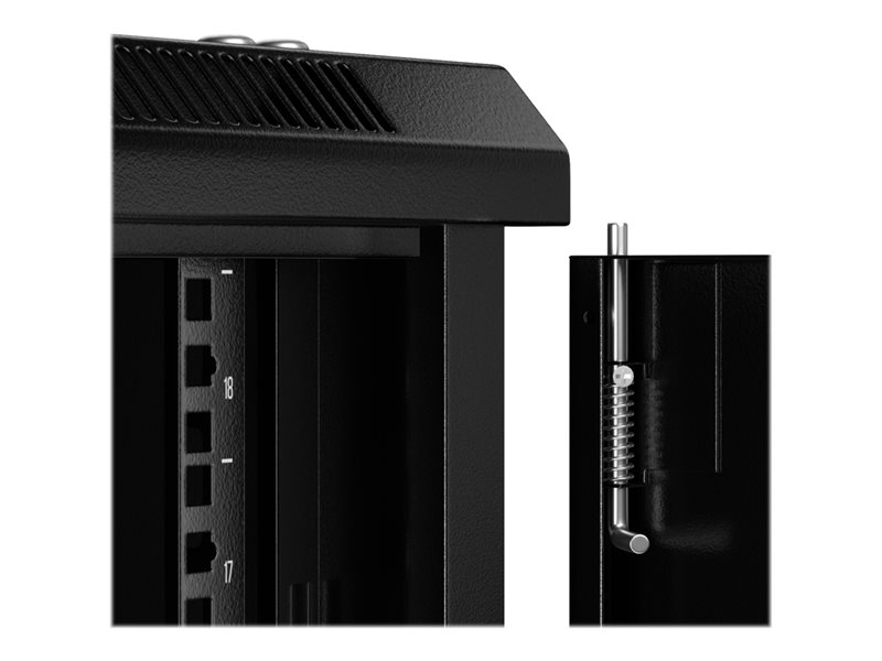 NETRACK 019-180-645-022 wall/hanging cabinet 19inch 18U/450 mm glass door black remov. side pan.