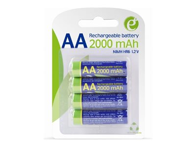 GEMBIRD Rechargeable AA instant batteries ready-to-use 2000mAh 4 pcs blister pack