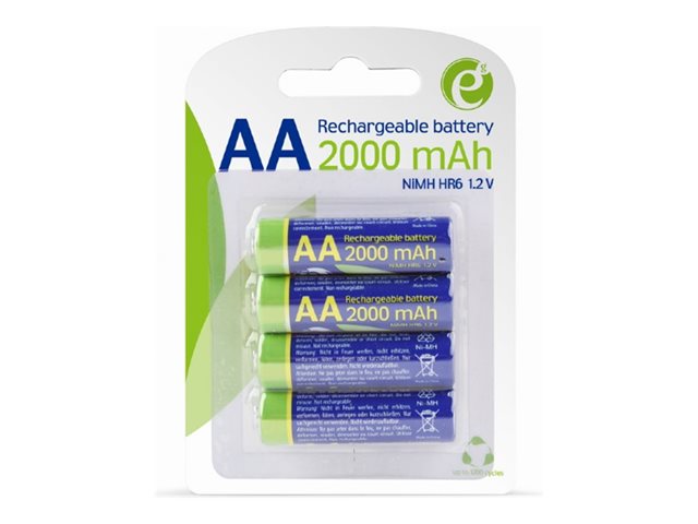 GEMBIRD Rechargeable AA instant batteries ready-to-use 2000mAh 4 pcs blister pack