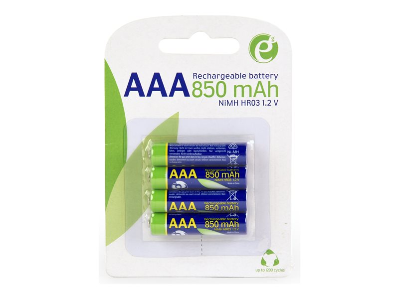 GEMBIRD Rechargeable AAA instant batteries ready-to-use 850mAh 4pcs blister pack
