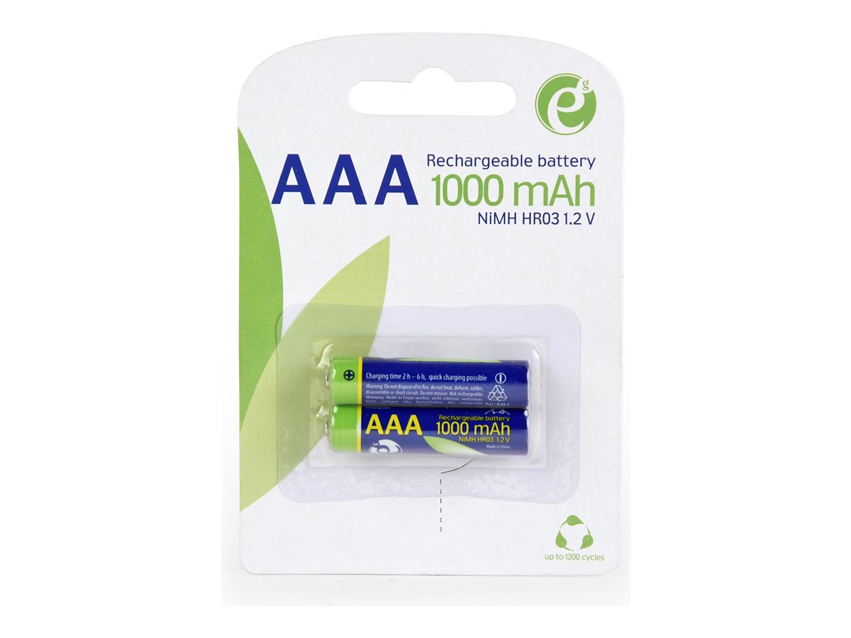 GEMBIRD Ni-MH rechargeable AAA batteries 1000mAh 2pcs blister pack