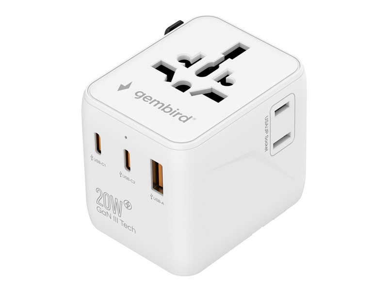 GEMBIRD Universal travel power adapter 20W white