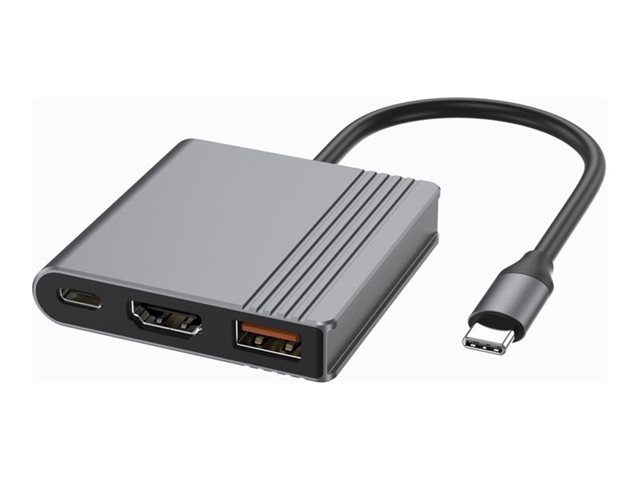 GEMBIRD USB Type-C 3-in-1 multi-port adapter USB port + HDMI + USB-C video space grey