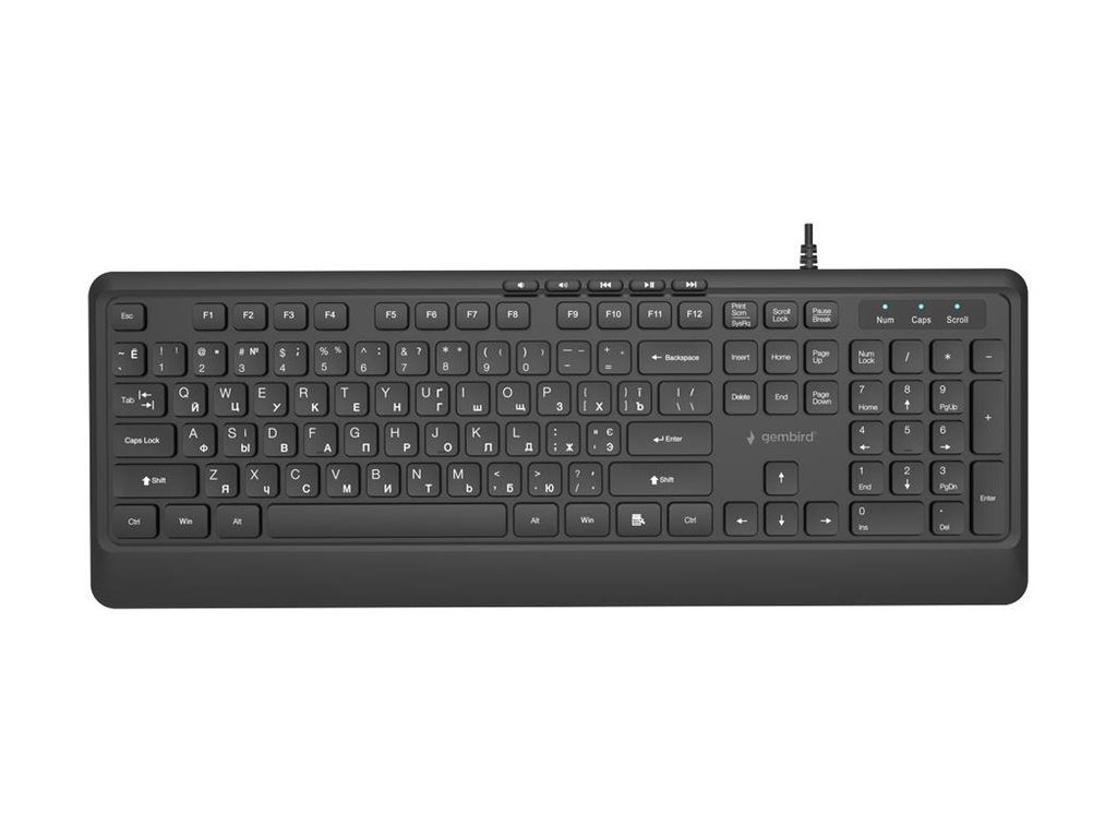 GEMBIRD Slim wired multimedia keyboard black US layout