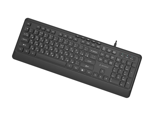 GEMBIRD Slim wired multimedia keyboard black US layout