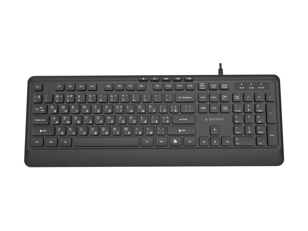 GEMBIRD Slim wired multimedia keyboard black US layout