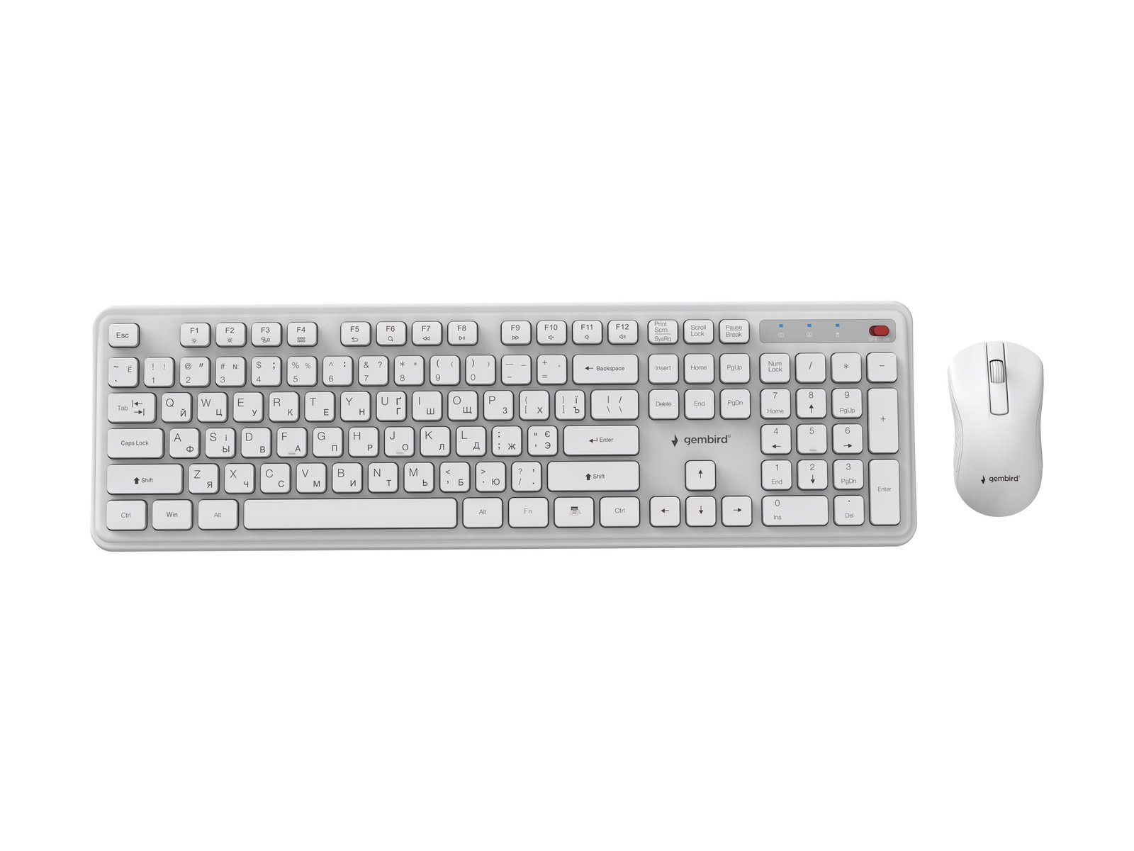 GEMBIRD Slim Pro Business wireless desktop set white US layout