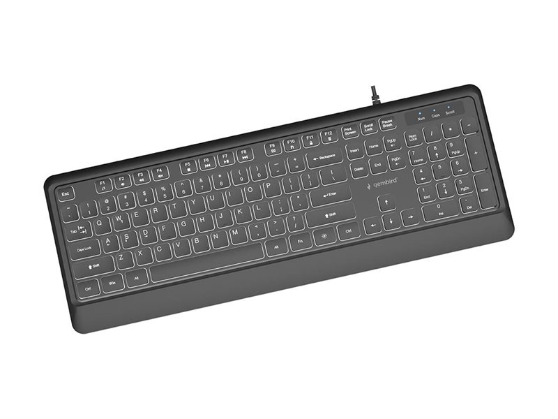 GEMBIRD Slim wired backlight keyboard black US layout