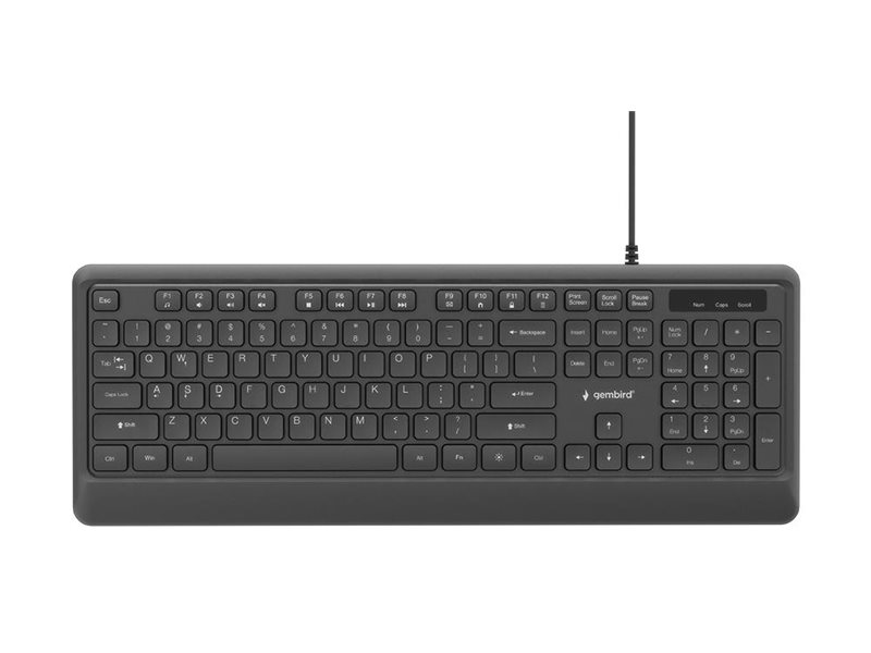 GEMBIRD Slim wired backlight keyboard black US layout