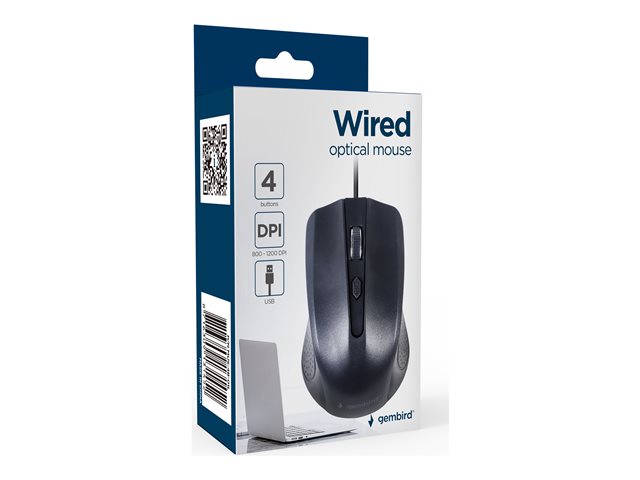 GEMBIRD optical mouse 1200DPI USB Black 1.8m cable length
