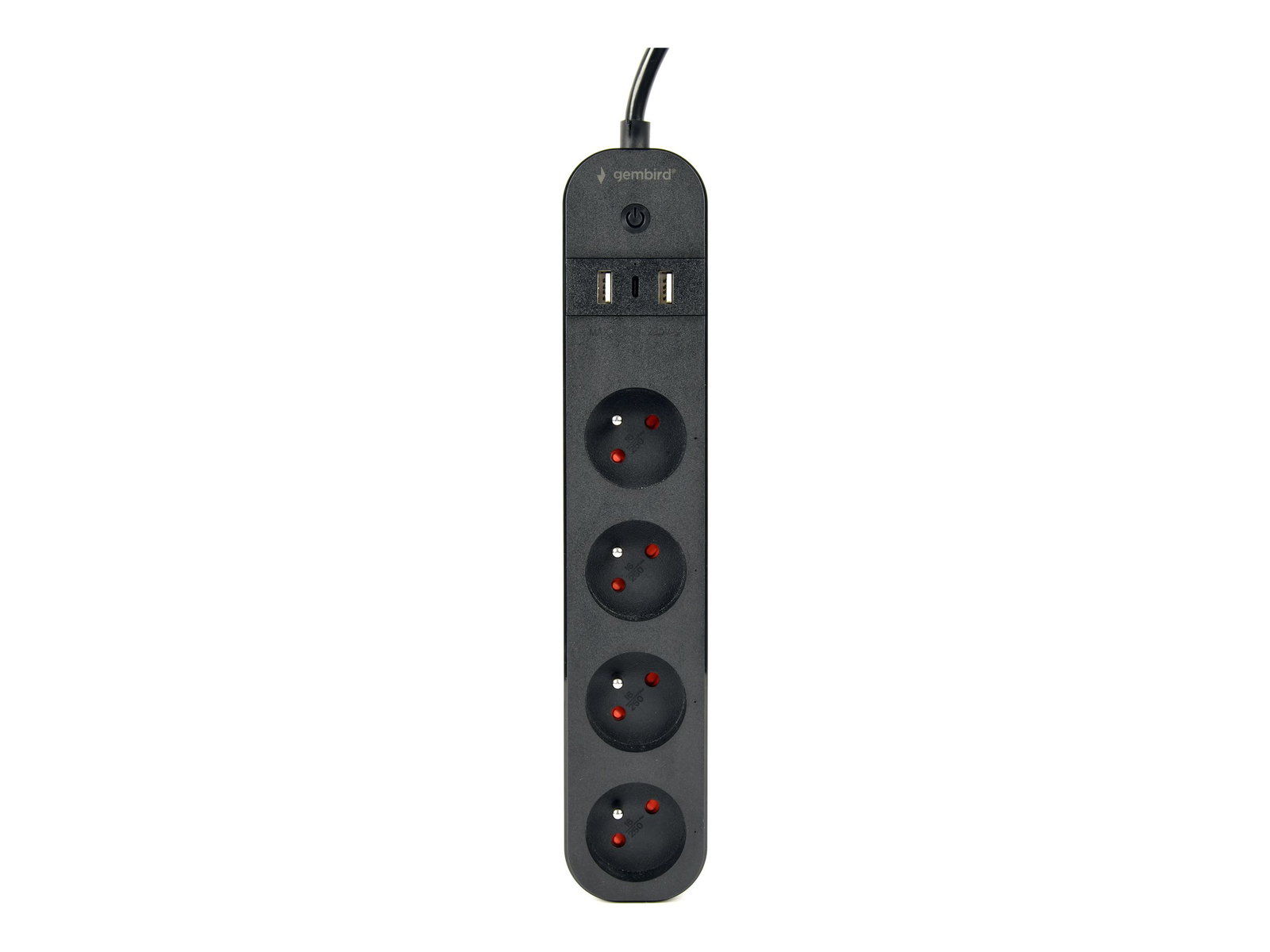 GEMBIRD Smart power strip with USB charger and power metering 4 French sockets black