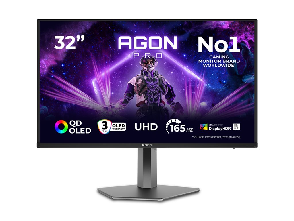 AOC 31.5inch 3840x2160 QD OLED 130mm AGON PRO QD OLED UHD 4K 31.5inch 165Hz HDR TB400 HDMI2.1 3xUSB 3.2