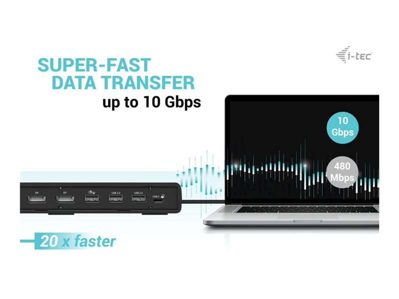 I-TEC USB-C Triple Display DS Gen2 2xDP 1xHDMI 1xGLAN 1xUSB 3.2 Gen2 2xUSB 3.2 Gen1 2xUSB-C Gen2 2xUSB 2.0 1xAudio/Mic PD100W