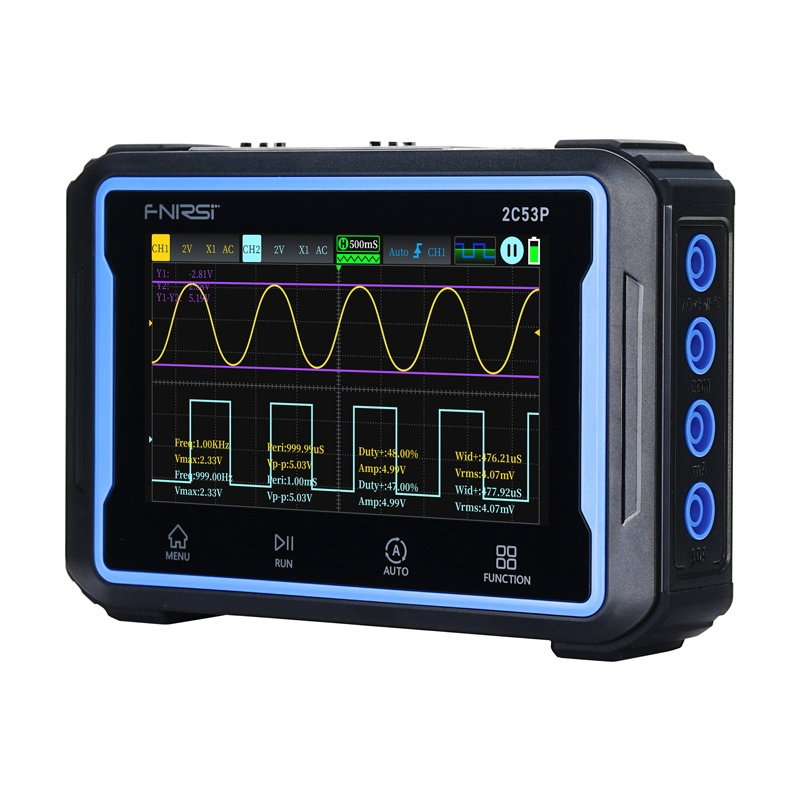 Portable 3-in-1 FNIRSI 2C53P 4.3 touchscreen oscilloscope