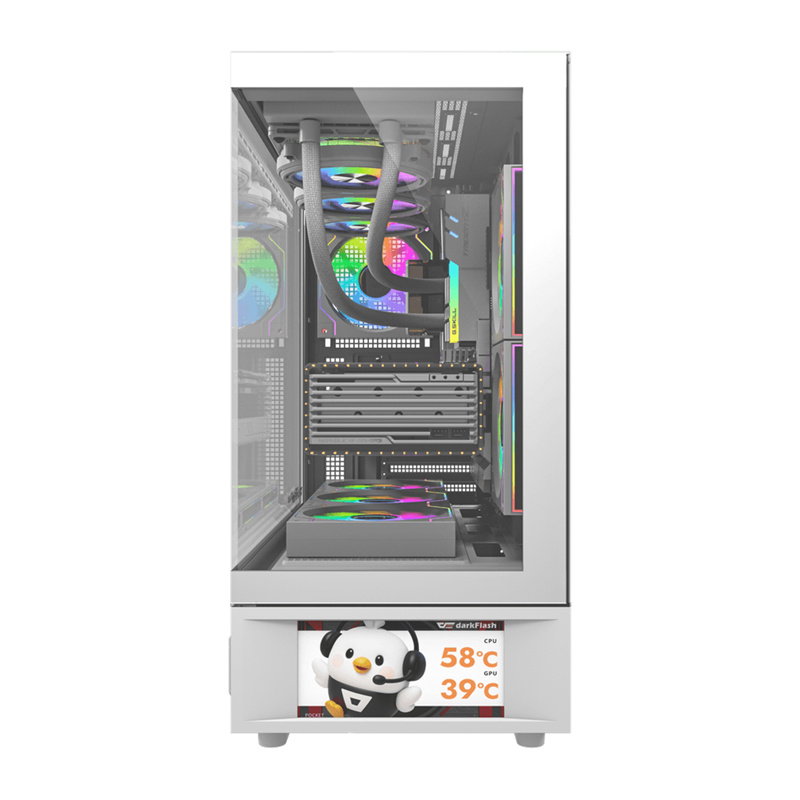 DarkFlash DS950V computer case with display (white) + 6 fans
