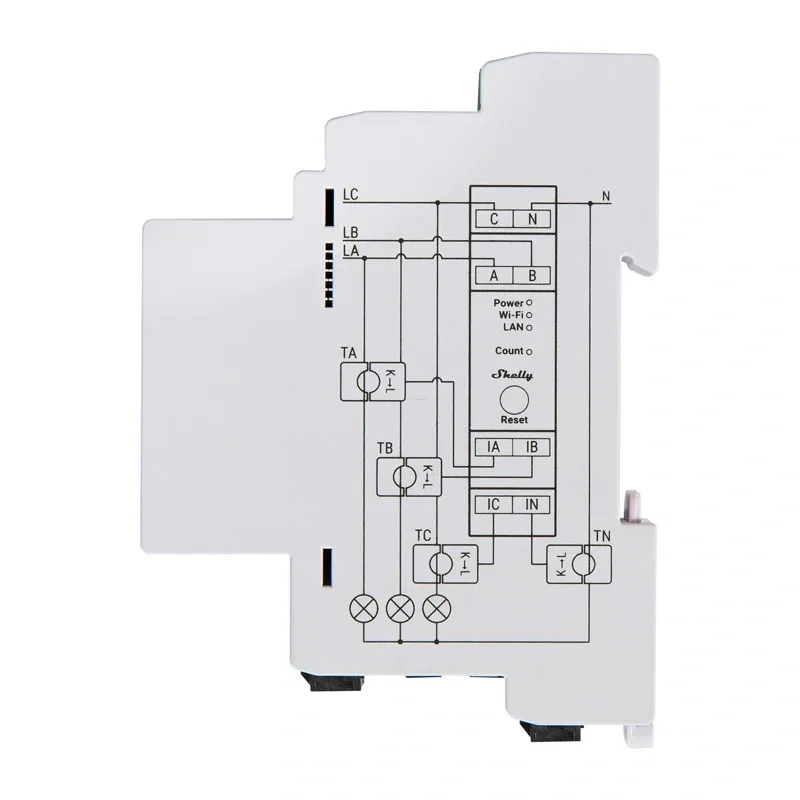 Shelly PRO 3EM 120A 3-way WiFi/Bluetooth/Matter Electricity Meter