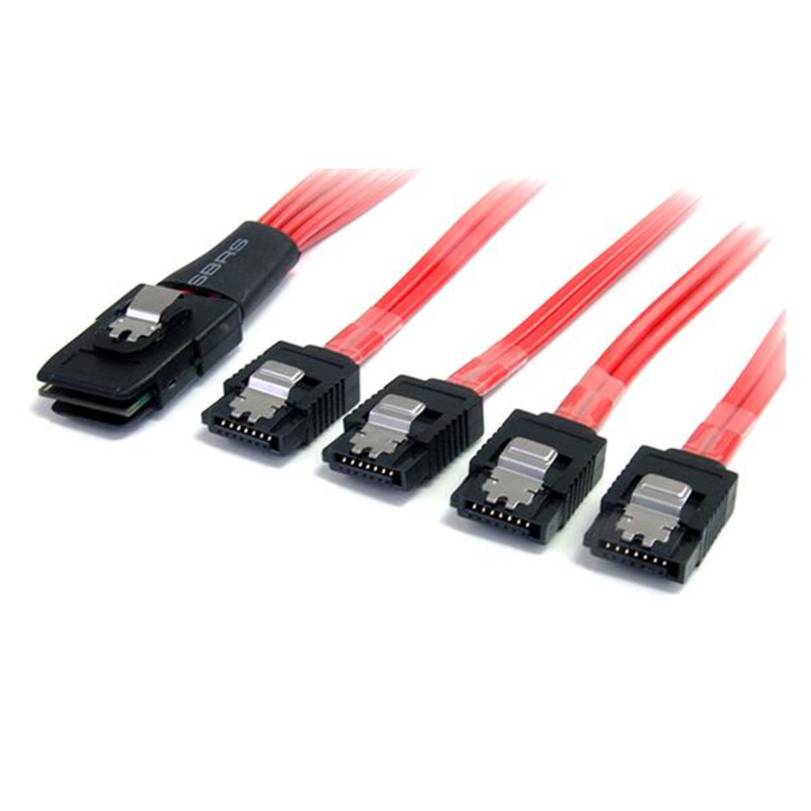 StarTech.com Serial ATA SCSI SAS Cable 1m SFF-8087 to 4x SATA with Lug Red Black SATA III
