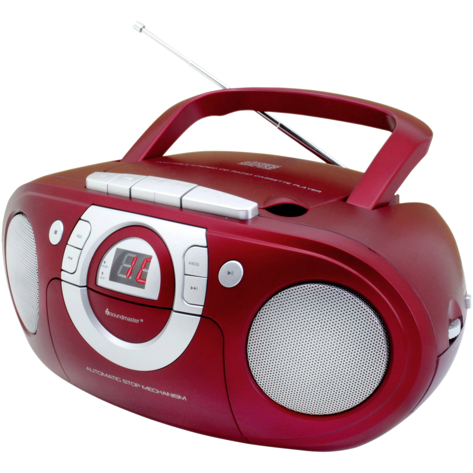 soundmaster SCD5100RO CD Radio FM CD AUX Cassette FM Dark Red
