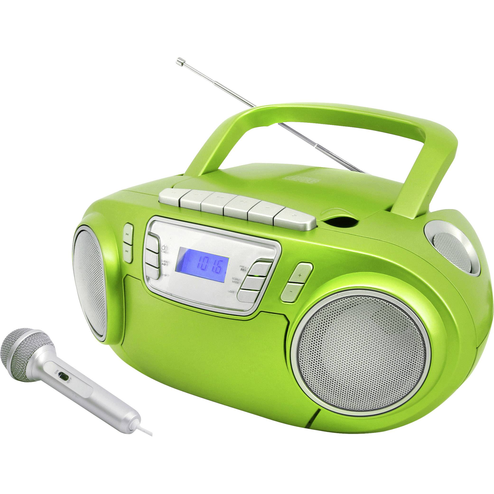 Soundmaster SCD5800GR CD Radio FM USB Cassette Radio Recorder Incl. Microphone Green