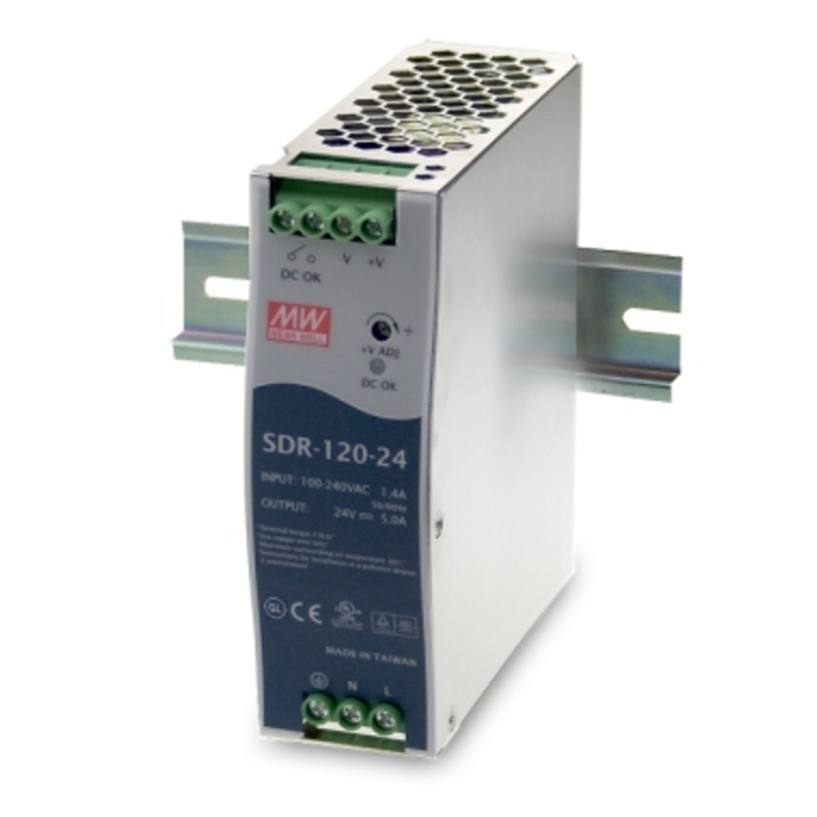 Meanwell Mean Well SDR-120 Series SDR-120-24 Power Supply (DIN Rail Mounting Possible)