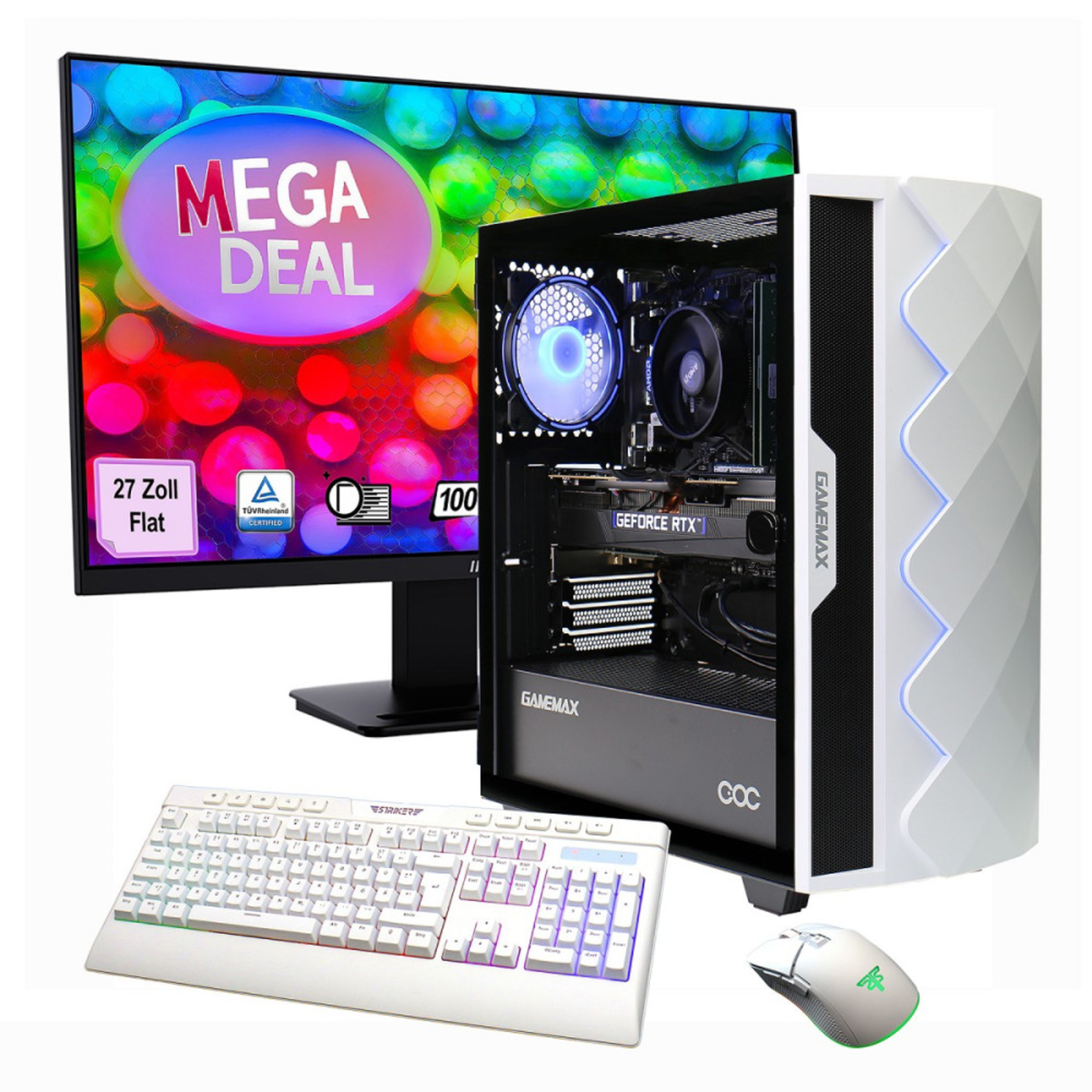 Hyrican GAMEMAX MegaDeal Diamond WT SET2702 7798 R7-5700X 16GB/1TBSSD RTX 5060 Win11 + MSI PRO 69cm