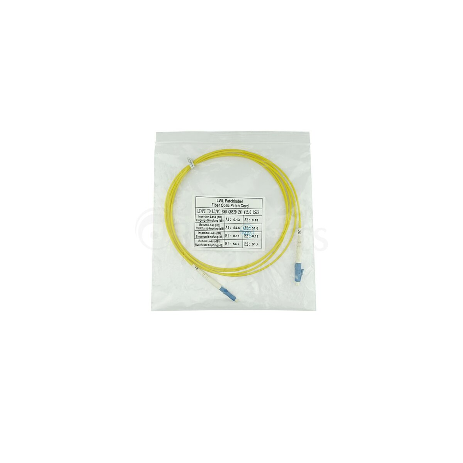BlueOptics Simplex Fibre Optic Patch Cable LC-UPC/LC-UPC Singlemode 0.5 Metres