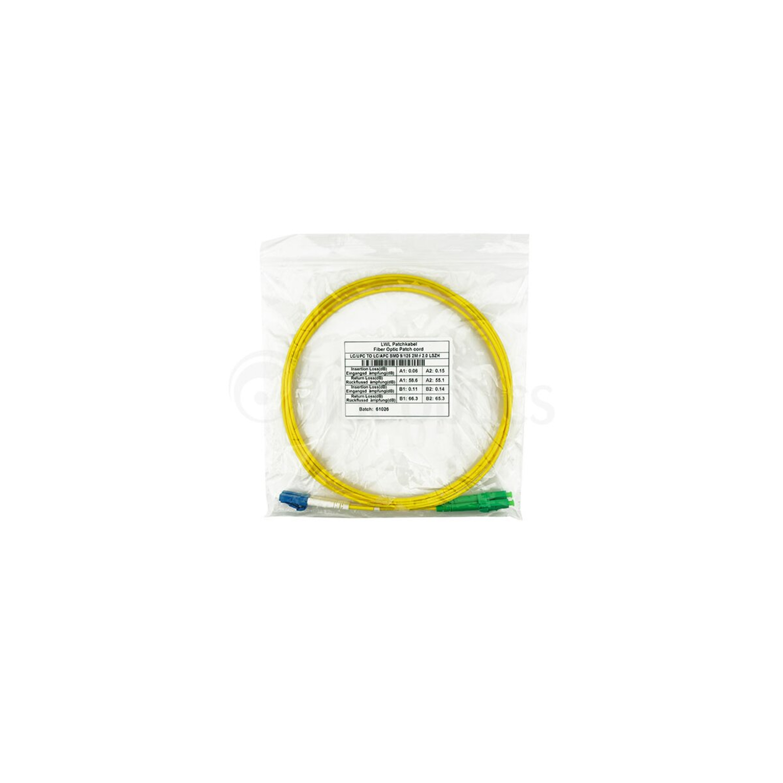 BlueOptics Duplex Fibre Optic Patch Cable LC-UPC/LC-APC Singlemode 1 Metre