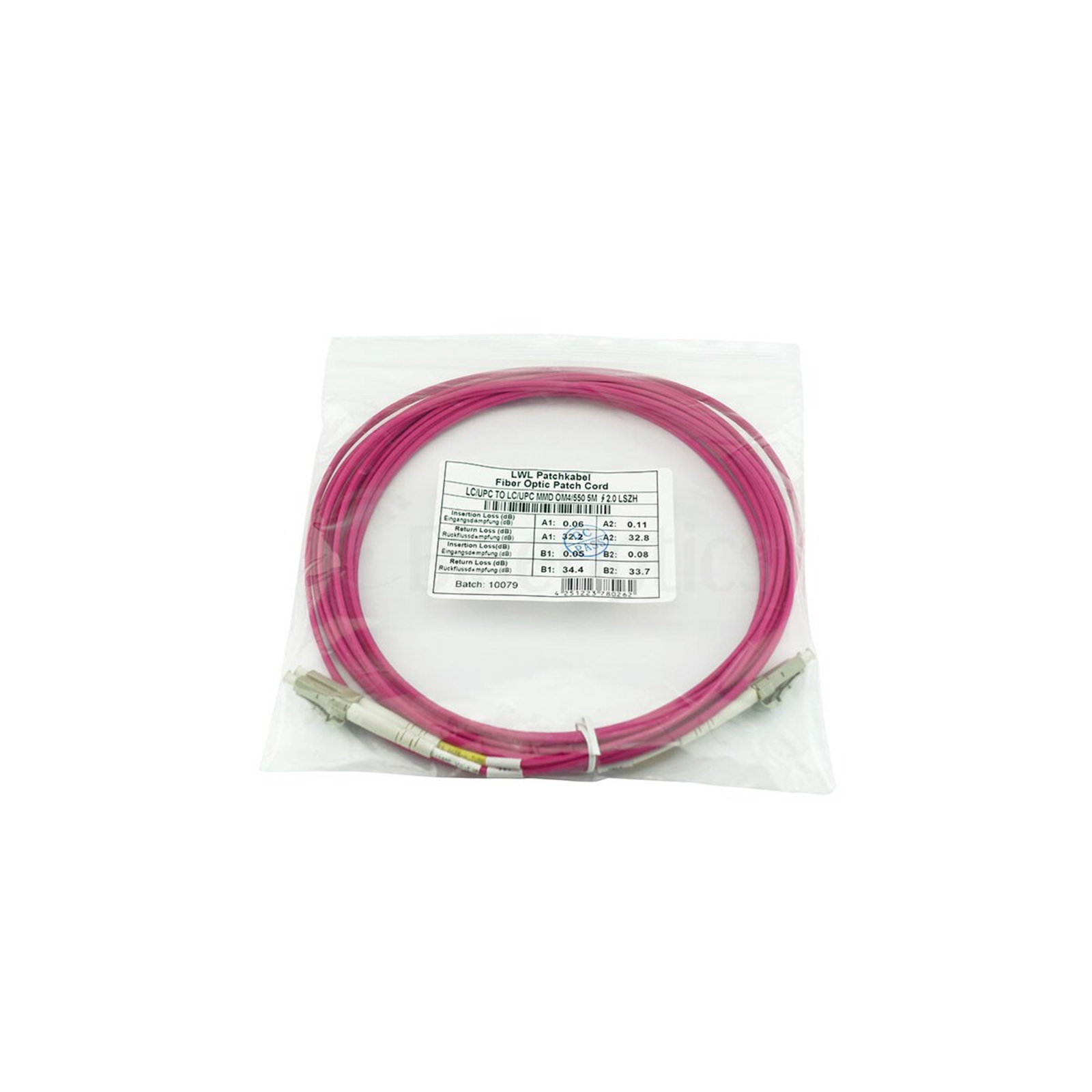 BlueOptics Duplex Fiber Optic Patch Cable LC-LC Multimode OM4 50m