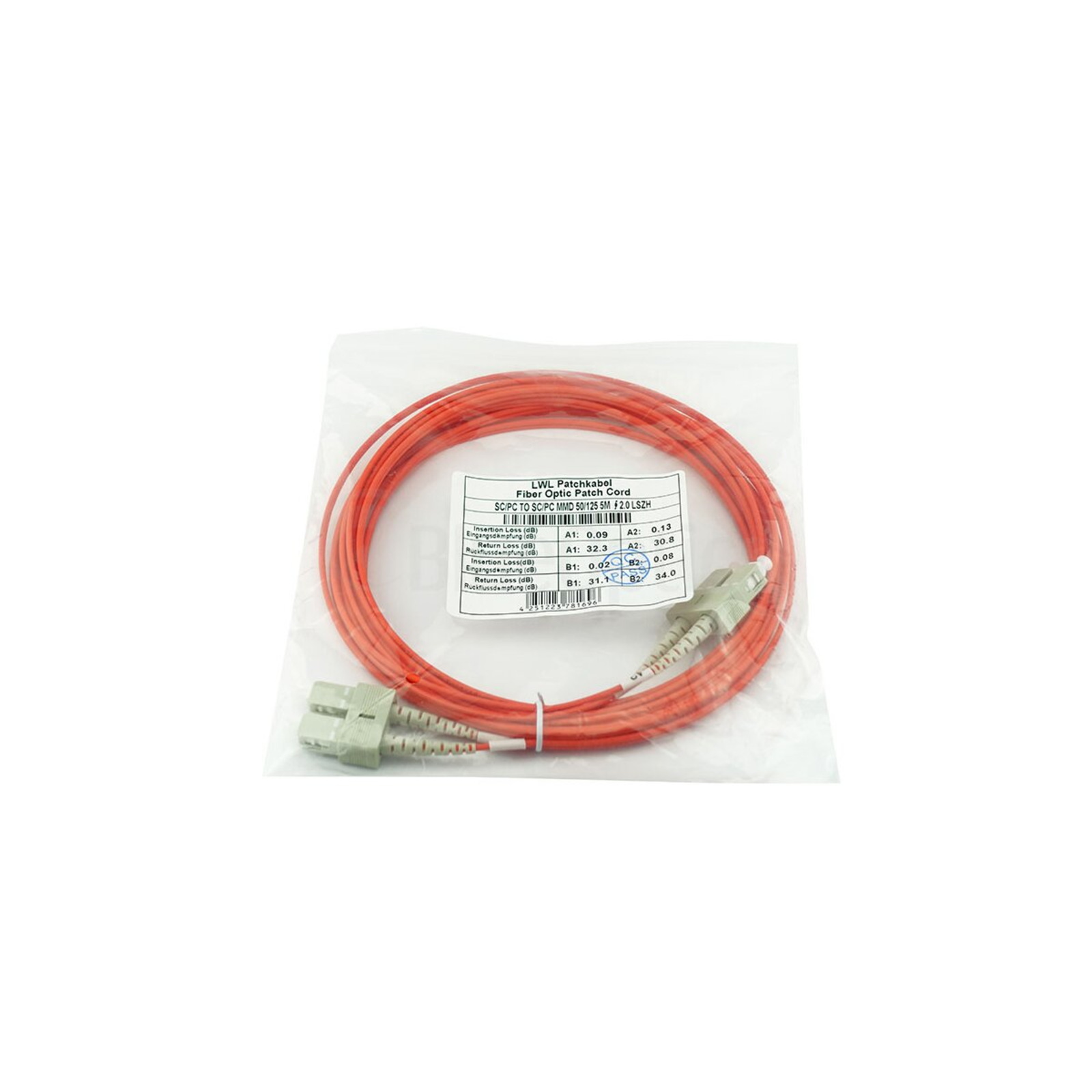 BlueOptics Duplex Fiber Optic Patch Cable SC-SC Multimode OM2 1m
