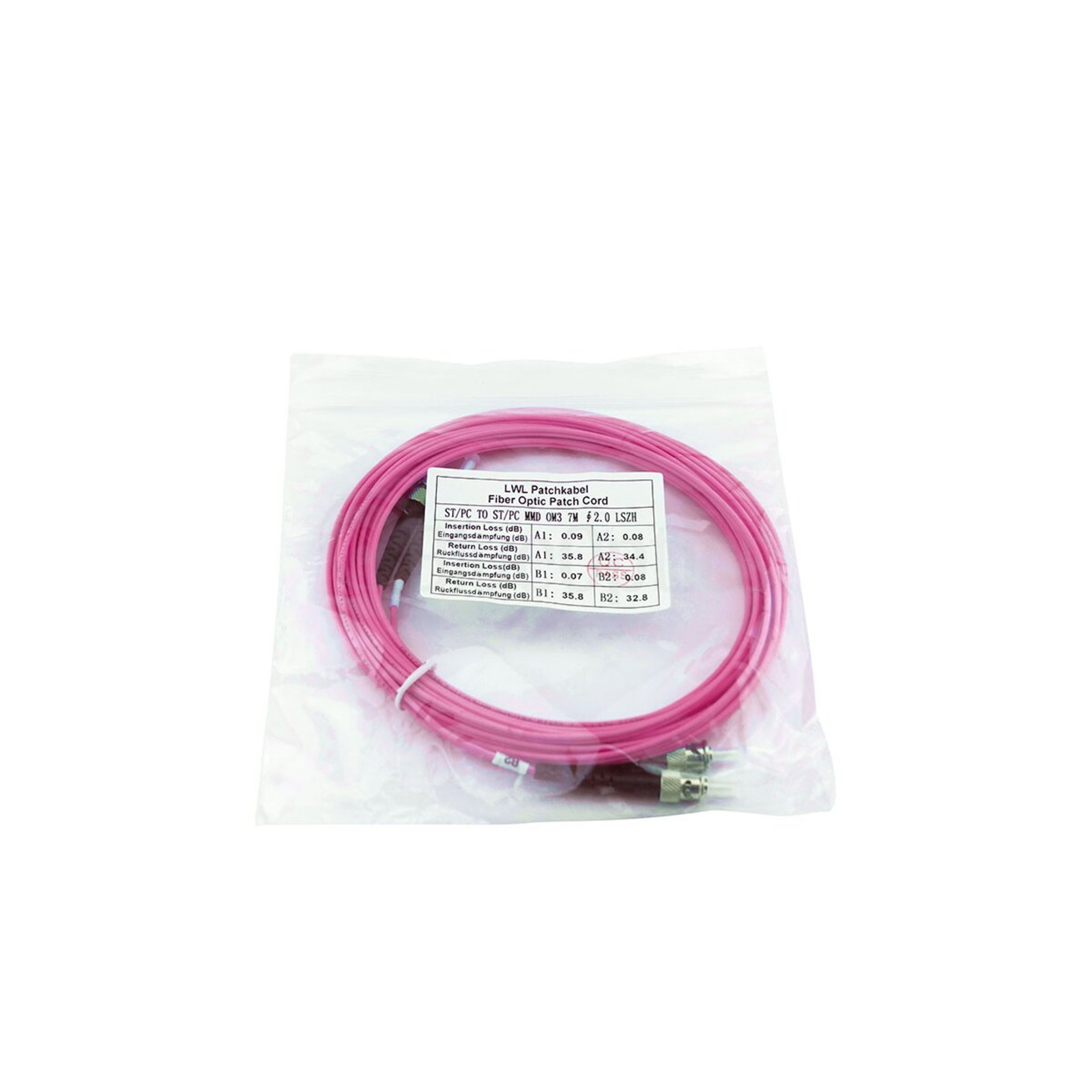 BlueOptics Duplex Fiber Optic Patch Cable ST-ST Multimode OM4 1m
