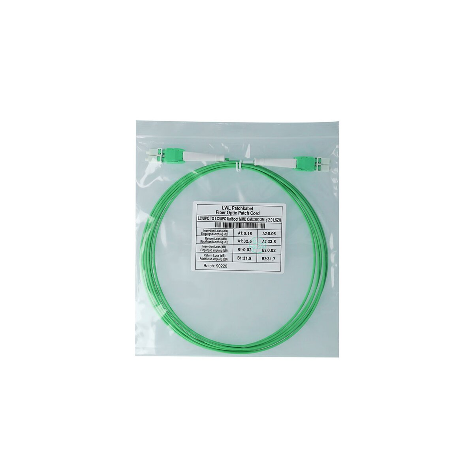 BlueOptics Duplex Fibre Optic Patch Cable LC Uniboot-LC Uniboot Multimode OM5 1 Metre