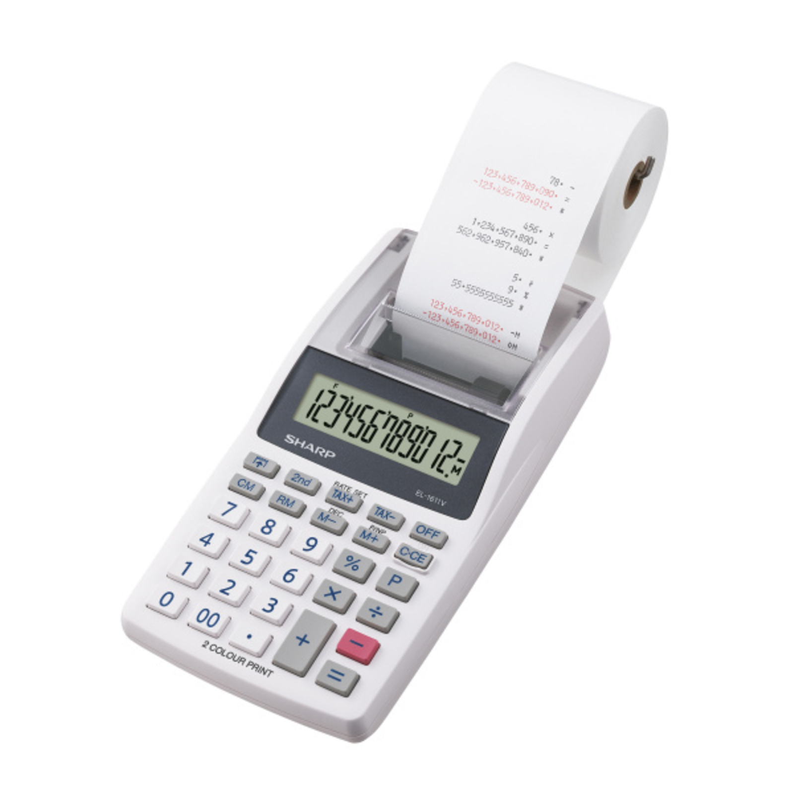 Sharp EL-1611V Desktop Financial Calculator 12 Digits 1 Line AC Battery Grey White