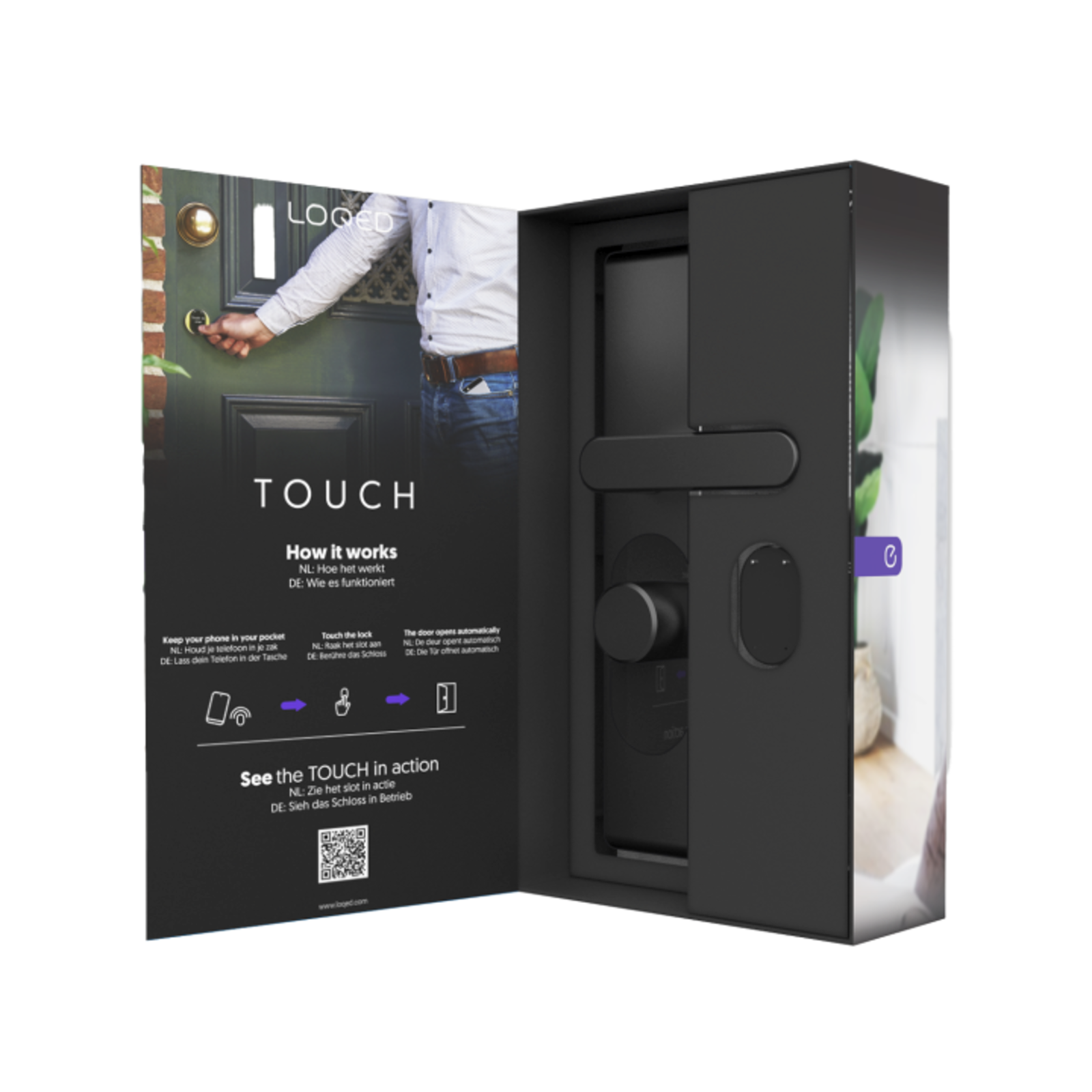 Slighty LOQED Touch Smart Lock Black Edition Door Lock Drive Door Opener Control Bluetooth Wi-Fi
