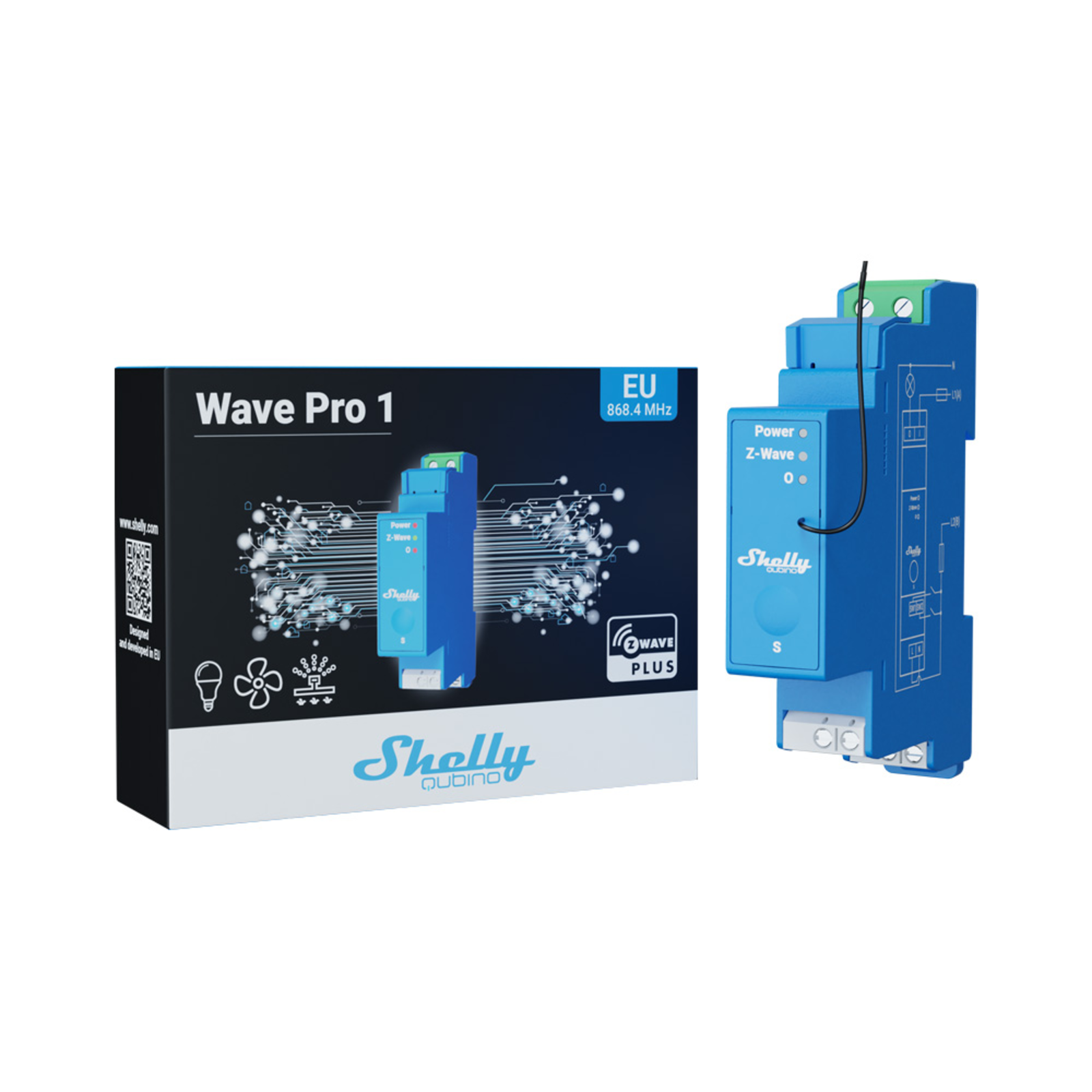 Slighty Top-hat Rail Wave Pro 1 Relay Max. 16A 1 Phase 1x 16A Z-Wave